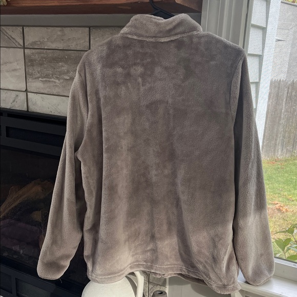 NWOT Cozy Taupe Zip-Up Fleece Jacket - Picture 3 of 3